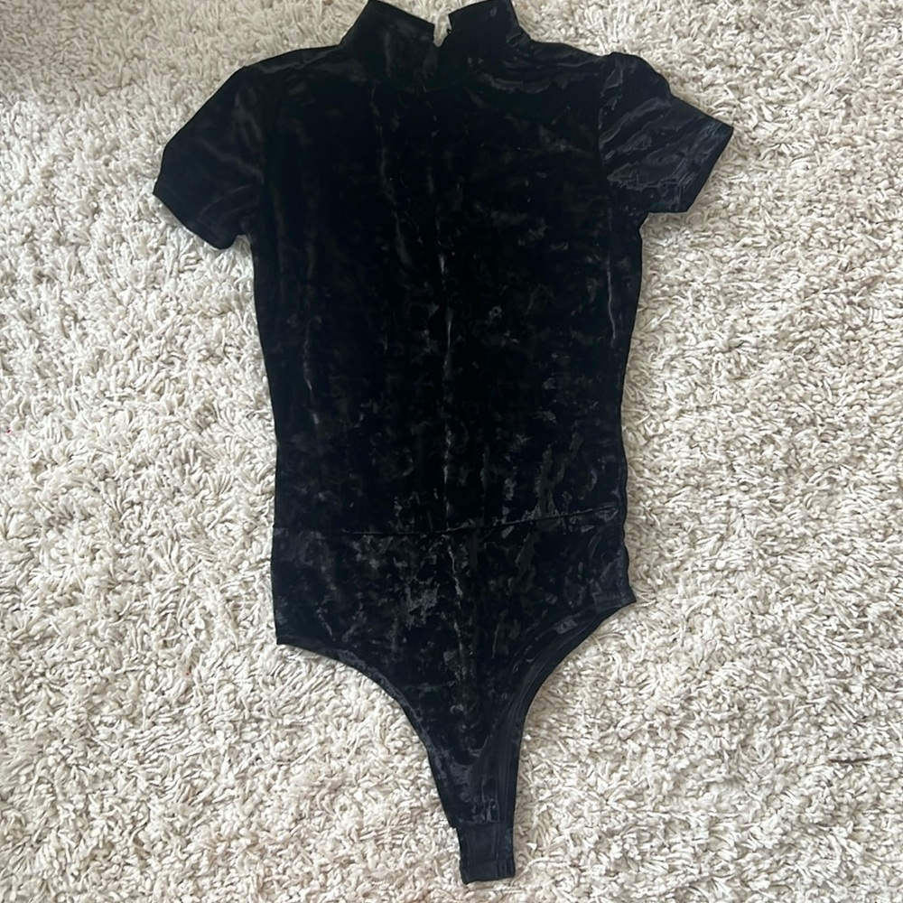 Forever 21 Black Velvet Bodysuit